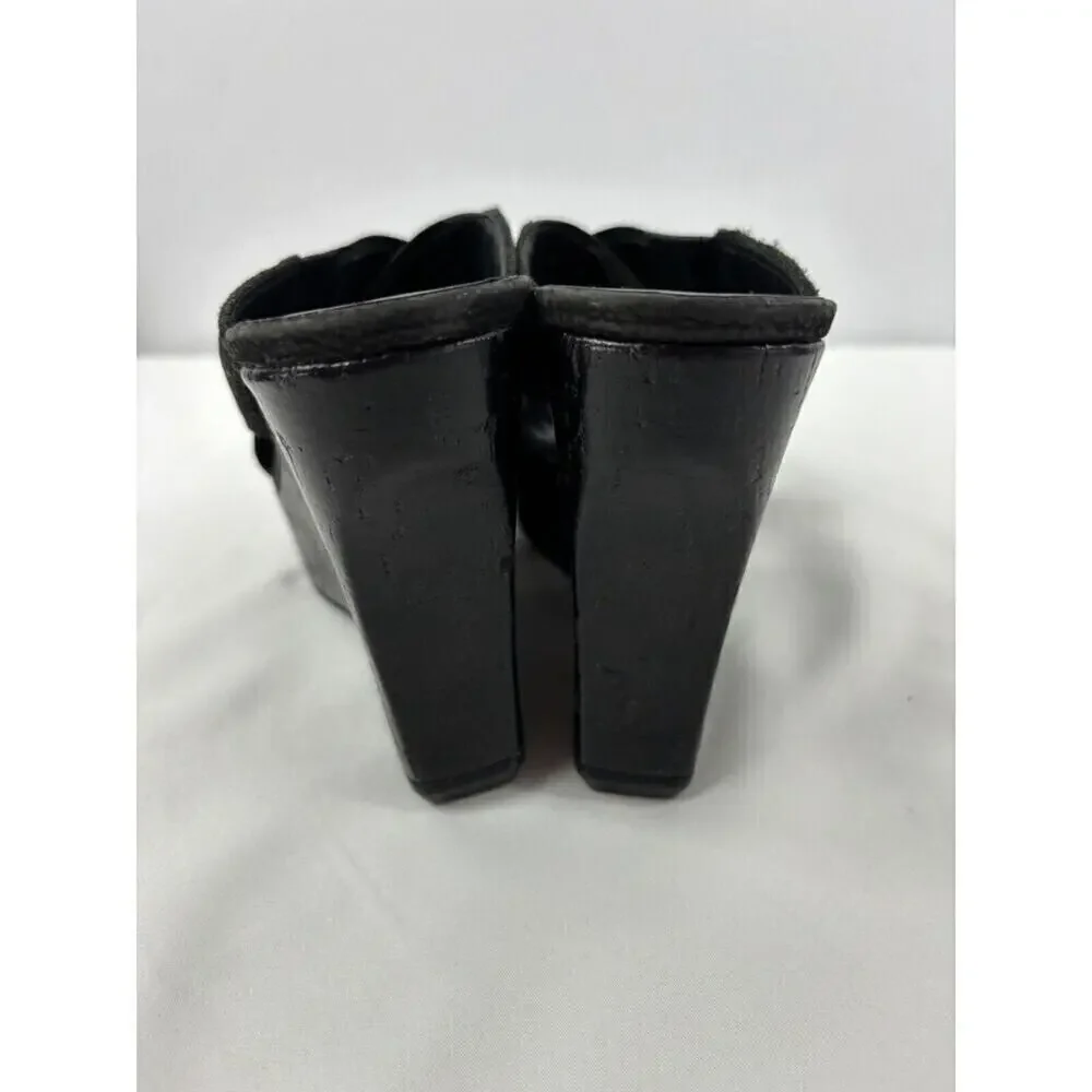 Donald J Pliner Criss Cross Platform Wedge Sandal Black 6 M